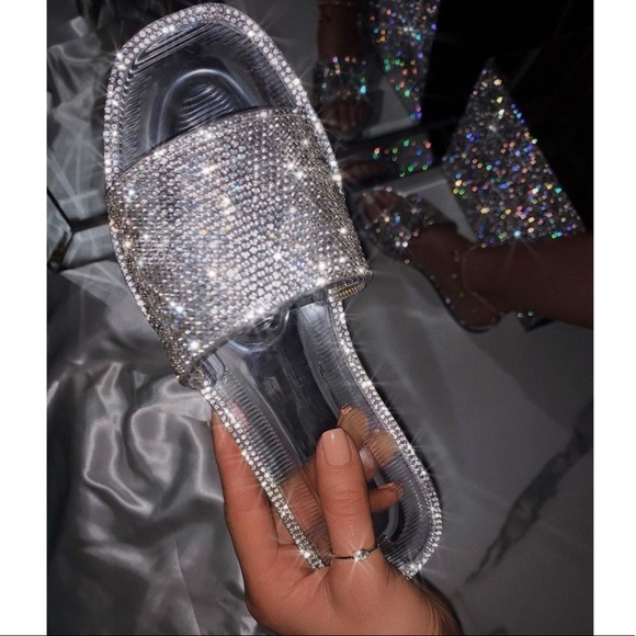 Clear Jelly Rhinestone Band Slip On Sandal - Picture 2 of 8